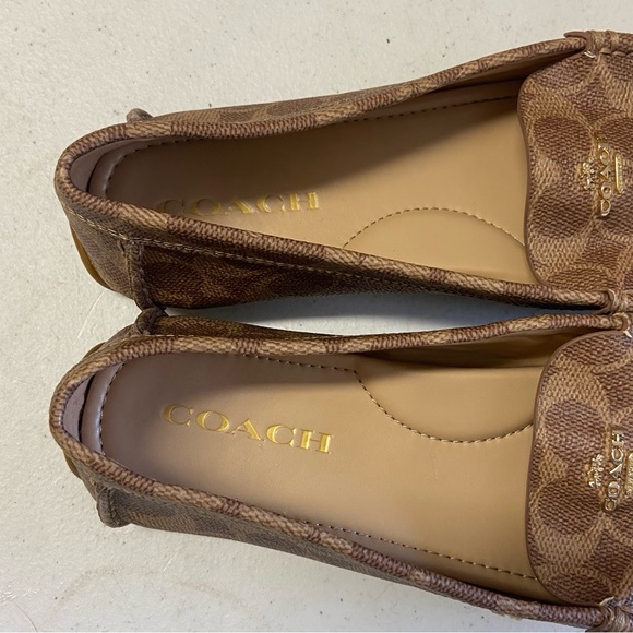 COACH Marley Driver Brown Gold Signature Logo/Leather/Tan 9 US Woman’s Loafer - Picture 8 of 12